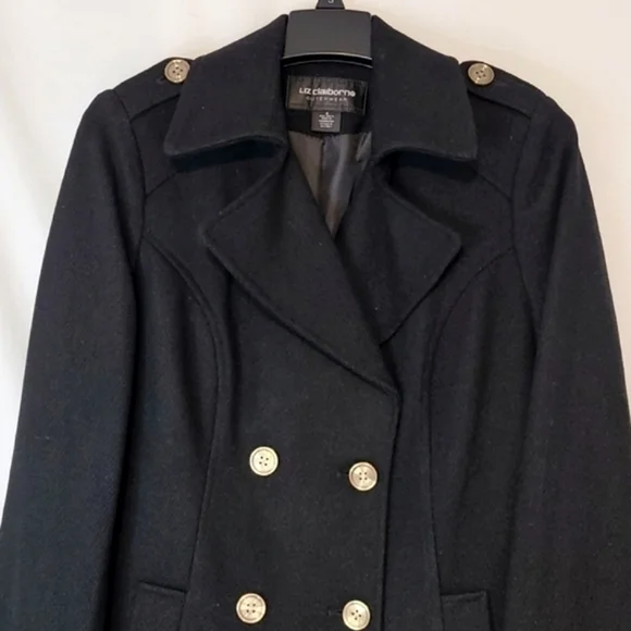 LIZ Claiborne Women's Black Double Breasted Coat